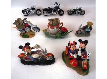 Lot Of Figurines: Mickey Mouse, Motorcycles & Others