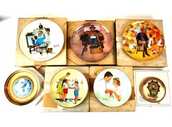 Lot Of 7 Collector Plates MIB Including 5 Norman Rockwell Plates