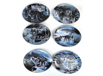 Shadow Guardians By Daniel Reen Pierce: Set Of 6 Bradford Exchange Collector Plates Of Wolves