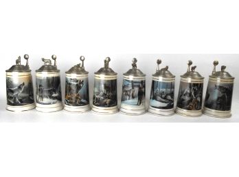 Timber Wolf: Lord Of The Wilderness: Set Of 8 Longton Crown Collectible Tankards