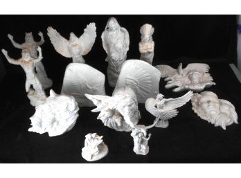 Lot Of 14 Ceramic Bisque American Indians Figurines Ready To Paint