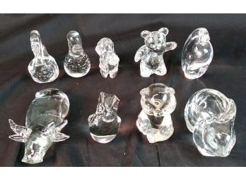 Lot Of 9 Crystal Glass Animal Figurines