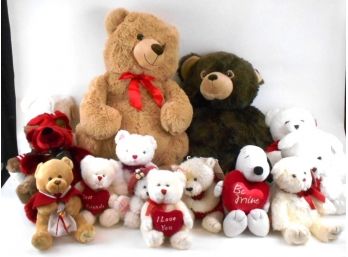 Misc. Lot Of 12 Teddy Bears & Snoopy Doll