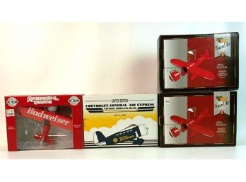 Lot Of 4 Model Airplanes Mint In Box--Budweiser, Chevrolet, Travel Air