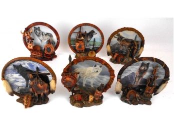 Guiding Spirits By Ron Parker: Set Of 6 Bradford Exchange Collector Plates Of Wolves