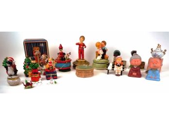 Mixed Lot Of  Christmas Trinket Boxes & Ornaments, Musical Figurines, Etc.