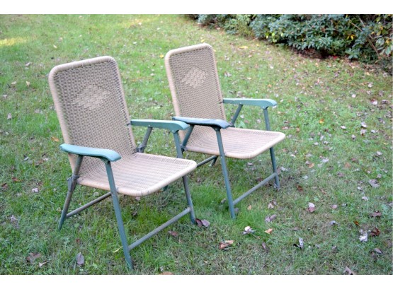 Plastic Woven Collapsible Lawn Arm Chairs