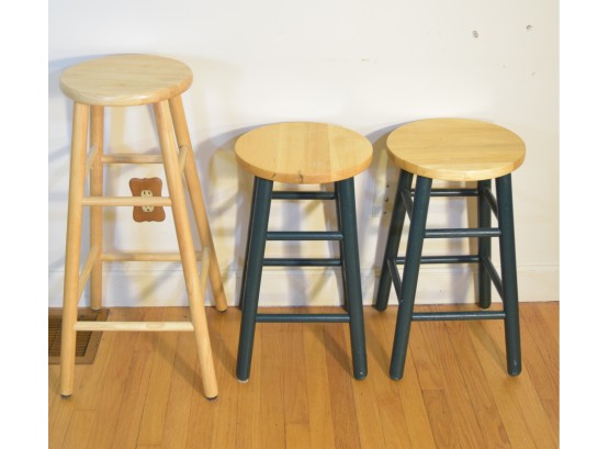 A Trio Of Solid Wood Stools