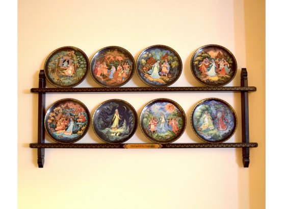 Collector Plates - Legends Of Snowmaiden With Matching Shelf - Complete Set Of 8
