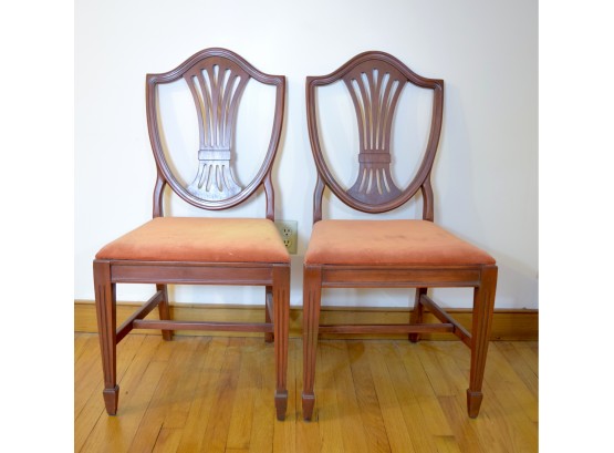 Antique - Pair - Urnback And Velour Seat Chairs