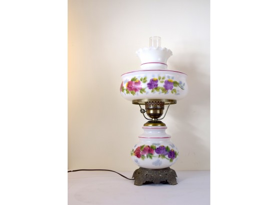 Hand Painted - Hurricane Lamp - Floral Motif