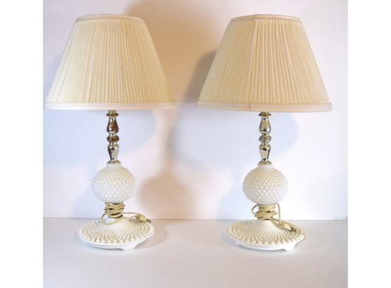 Vintage - White Hobnail Lamps