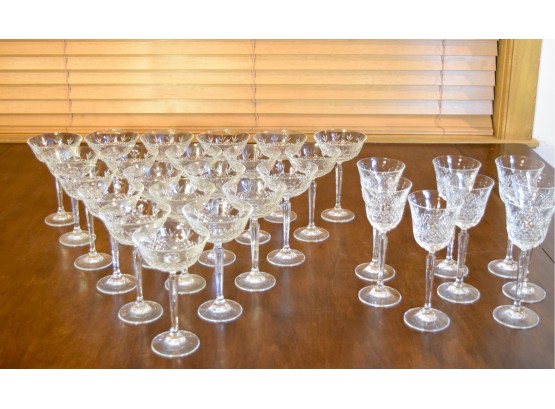 Crystal Group  - 21 Dessert Stemware Dishes & 8 Cordial Glasses