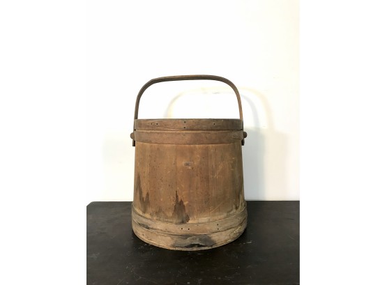 Antique - Primitve Firkin Bucket With Lid