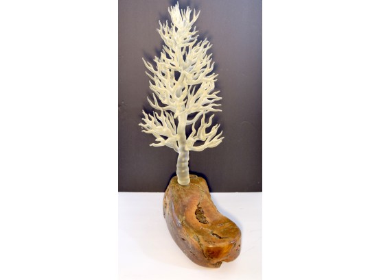 Burl Knot & Frosted Glass Tree Sculpture