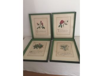 4  Hand Colored  Lithographs From Scenes Of A Play Each Describing The Scene