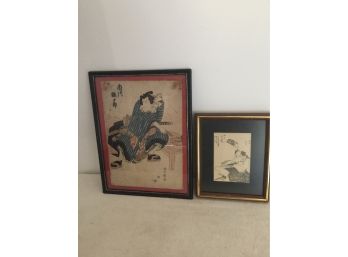 Two Very Old Wood Block Prints Signed By The Artist