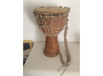 Tribal Drum Animal Skin Made Out Of One Piece Of Wood