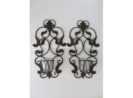 2 Metal Wall Candle Holder Sconces