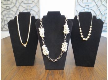 Group Of 3 Pearl Statement Fashion Necklaces