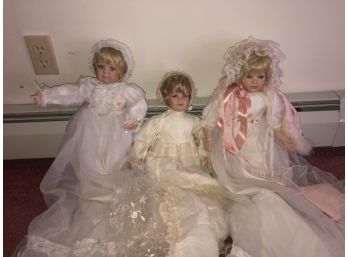 Group Of 3 Old Porcelain Dolls
