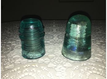 Group Of Two Clear Glass Telephone Pole Insulators
