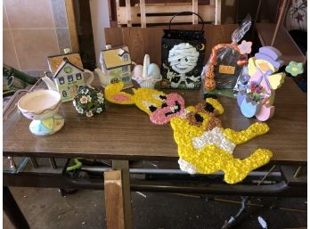 Group Of Easter And Halloween Holiday Decorations