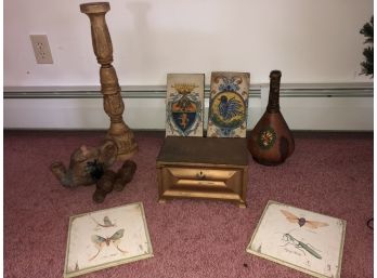 Group Of Decorative Wood And Ceramic Pieces