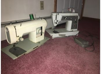 Group Of 2 Vintage Singer And Sears Sewing Machine Tops (Read Description)