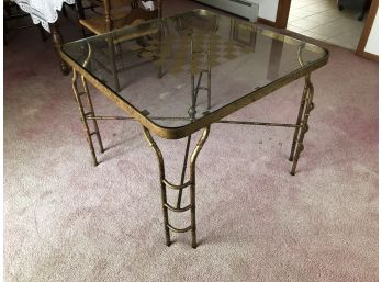 Brass And Glass Checkerboard Game Table