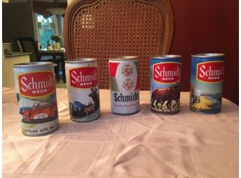 Group Of 5 Vintage Schmidt's Beer Of Philadelphia Empty Cans