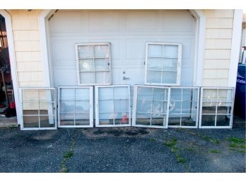 Group Of 8 White Rustic Window Panes