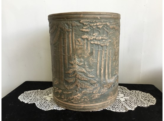 Large Stamped USA Forest Scenery Crock