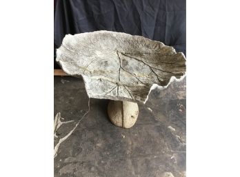 2 Piece Signed Bird Bath With 1' Piece Broken From Front