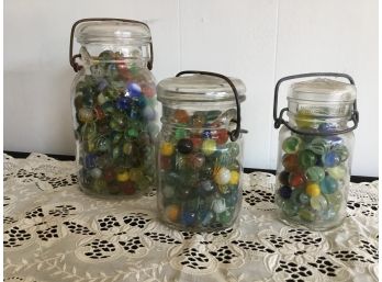 ANTIQUE MARBLES In Old Canning Jars