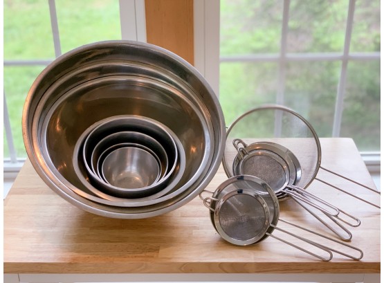 Stainless Steel Mixing Bowls And Strainers