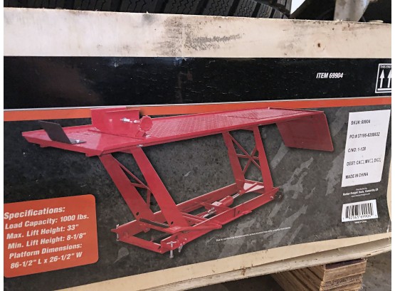 Pittsburgh  1000lb Motorcycle Lift, New In Crate Model 69904