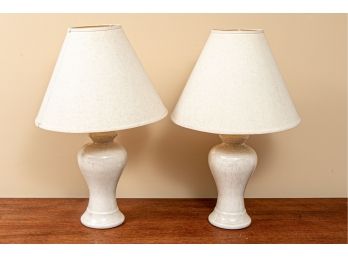 Pair Of Crackle Glaze Lamps