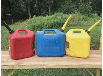 Three 5 Gallon Fuel Containers
