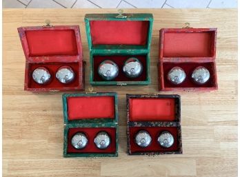 Five Pairs Of Chinese Medicine Balls In Boxes