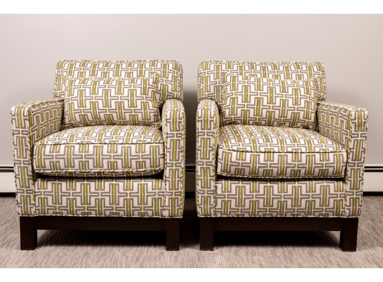 Pair Of Mitchell Gold + Bob Williams 'Elliot' Arm Chairs With Matching Pillows (RETAIL $3,500)