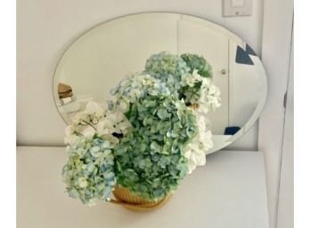 Oval Mirror & Artificial Hydrangea Flower Arrangement