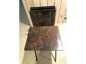 Set Of 4 Folding TV Tables And Stand