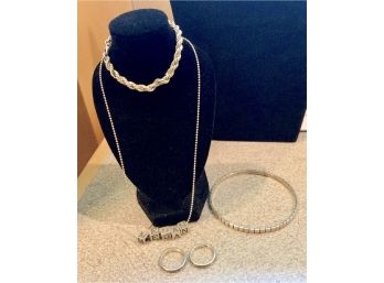 Sterling Jewelry Lot ~ Necklace, 2 Bracelets & 3 Rings ~