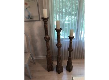 3 Pc. Floor Candle Holders And Candles