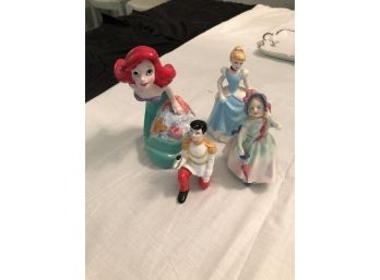Figurine Lot Includes Ariel, Cinderella & The Prince By Disney Productions