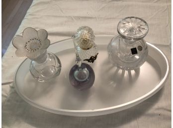 4 Beautiful Perfume Bottles With Tray