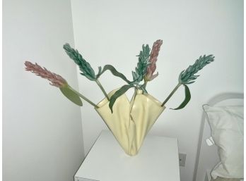 C.T. Designs Plastic Freeform Handkerchief  Vase With Flowers ~ Signed ~