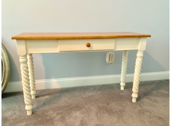 Beautiful Wood Top With White Turned Leg Sofa Table