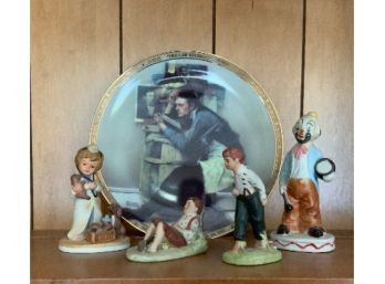 4 Figurines & Norman Rockwell Plate